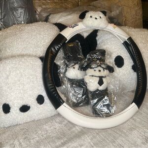 Adorable Black and White Car Plush Set